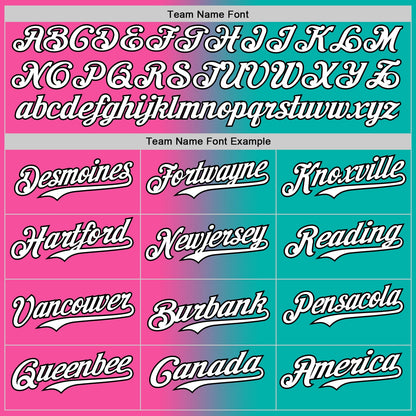 Custom Aqua White Pink-Black Authentic Gradient Fashion Baseball Jersey