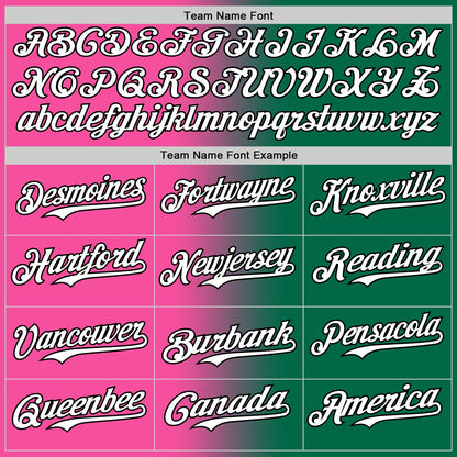 Custom Kelly Green White Pink-Black Authentic Gradient Fashion Baseball Jersey