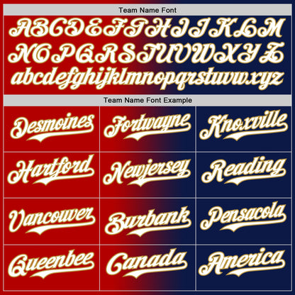 Custom Navy White Red-Old Gold Authentic Gradient Fashion Baseball Jersey