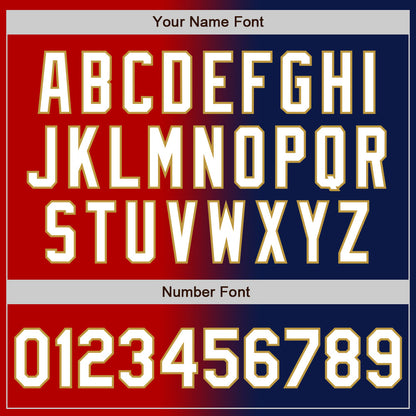 Custom Navy White Red-Old Gold Authentic Gradient Fashion Baseball Jersey