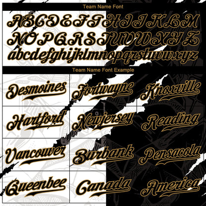 Custom Graffiti Pattern Black-Old Gold 3D Authentic Baseball Jersey