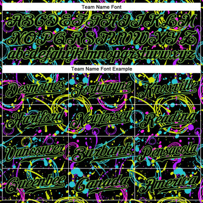Custom Graffiti Pattern Black-Neon Green 3D Neon Splatter Authentic Baseball Jersey