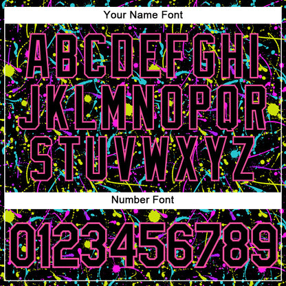 Custom Graffiti Pattern Black-Pink 3D Neon Splatter Authentic Baseball Jersey