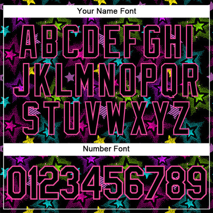 Custom Graffiti Pattern Black-Pink 3D Creative Colorful Stars Authentic Baseball Jersey