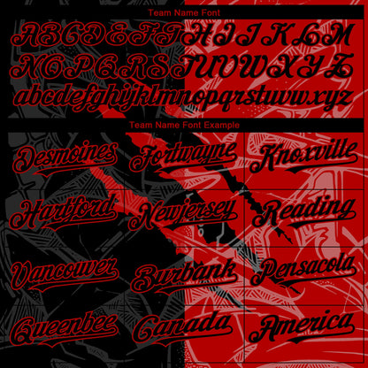Custom Graffiti Pattern Black-Red 3D Scratch Authentic Baseball Jersey
