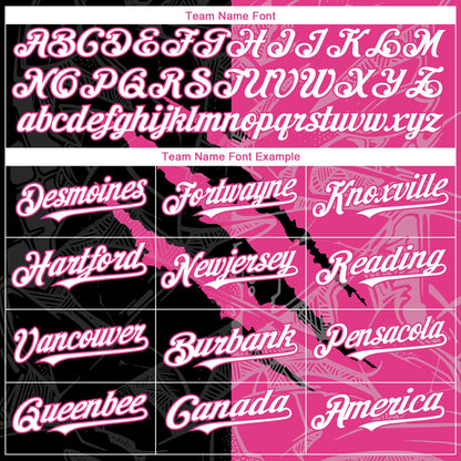 Custom Graffiti Pattern White Black-Pink 3D Scratch Authentic Baseball Jersey