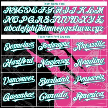 Custom Graffiti Pattern White Black Pink-Aqua 3D Scratch Authentic Baseball Jersey
