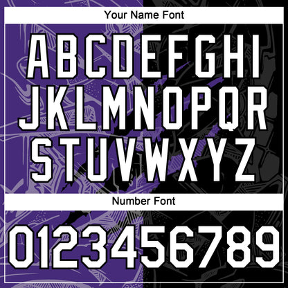 Custom Graffiti Pattern White Black-Purple 3D Scratch Authentic Baseball Jersey