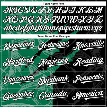 Custom Graffiti Pattern White Black-Kelly Green 3D Scratch Authentic Baseball Jersey