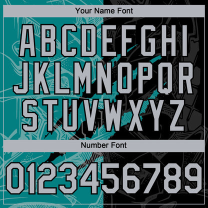 Custom Graffiti Pattern Gray Black-Teal 3D Scratch Authentic Baseball Jersey