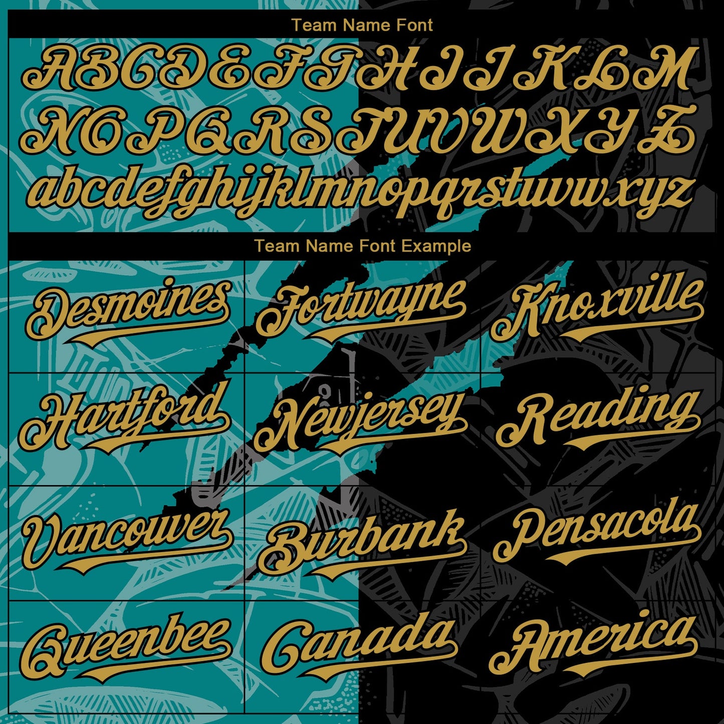 Custom Graffiti Pattern Old Gold Black-Teal 3D Scratch Authentic Baseball Jersey