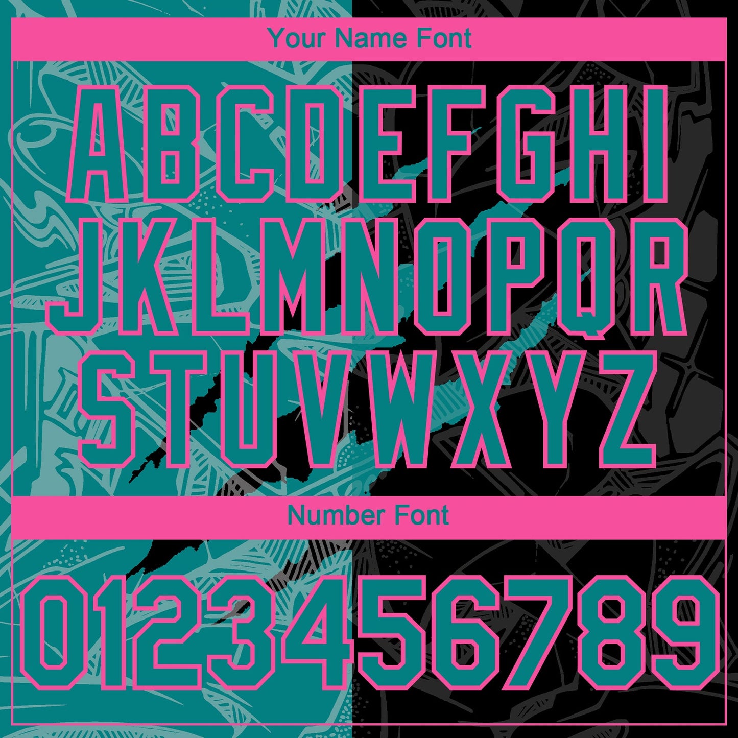 Custom Graffiti Pattern Teal Black-Pink 3D Scratch Authentic Baseball Jersey