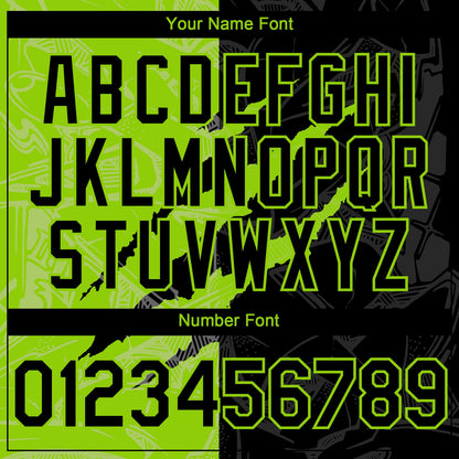 Custom Graffiti Pattern Black-Neon Green 3D Scratch Authentic Baseball Jersey