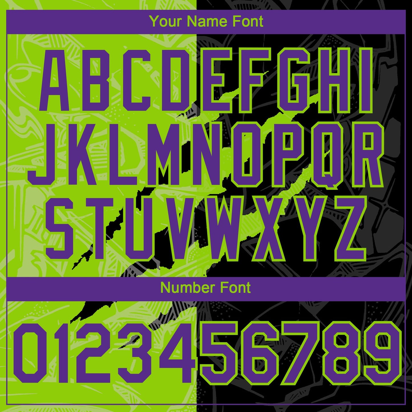 Custom Graffiti Pattern Purple Black-Neon Green 3D Scratch Authentic Baseball Jersey