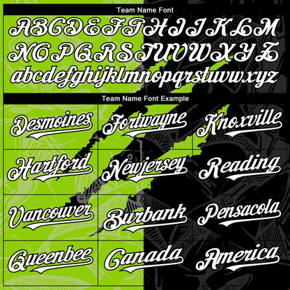 Custom Graffiti Pattern White Black-Neon Green 3D Scratch Authentic Baseball Jersey