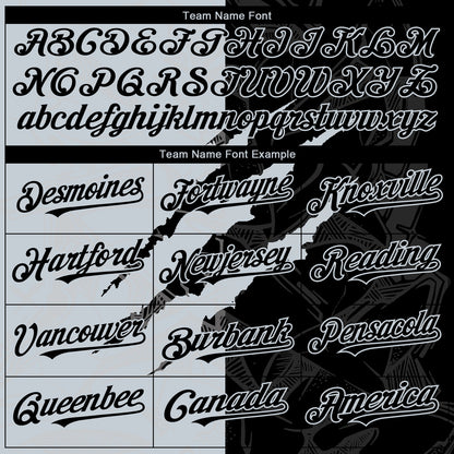 Custom Graffiti Pattern Black-Silver 3D Scratch Authentic Baseball Jersey