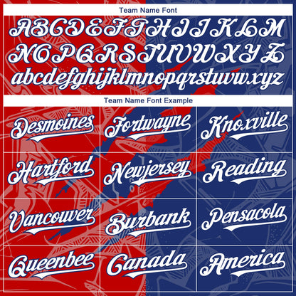 Custom Graffiti Pattern White Royal-Red 3D Scratch Authentic Baseball Jersey