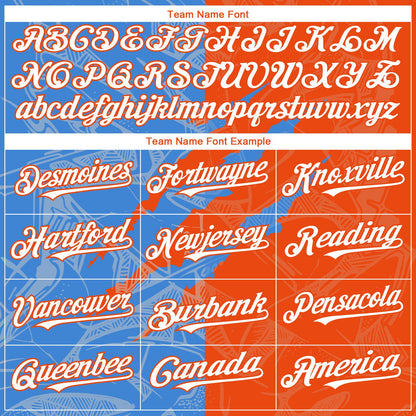 Custom Graffiti Pattern White Orange-Electric Blue 3D Scratch Authentic Baseball Jersey