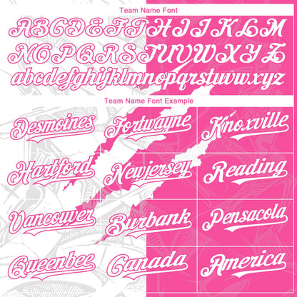 Custom Graffiti Pattern White-Pink 3D Scratch Authentic Baseball Jersey