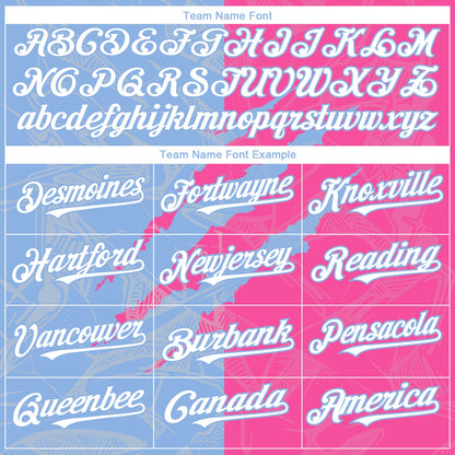 Custom Graffiti Pattern White Pink-Light Blue 3D Scratch Authentic Baseball Jersey