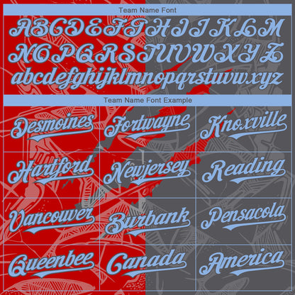 Custom Graffiti Pattern Light Blue Steel Gray-Red 3D Scratch Authentic Baseball Jersey