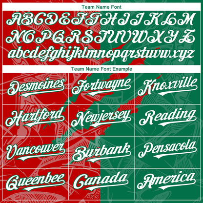Custom Graffiti Pattern White Kelly Green-Red 3D Scratch Authentic Baseball Jersey