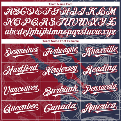 Custom Graffiti Pattern White Navy-Crimson 3D Scratch Authentic Baseball Jersey