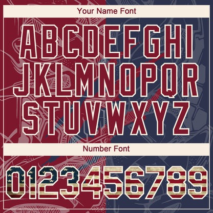 Custom Graffiti Pattern Vintage USA Flag Navy Crimson-Cream 3D Scratch Authentic Baseball Jersey