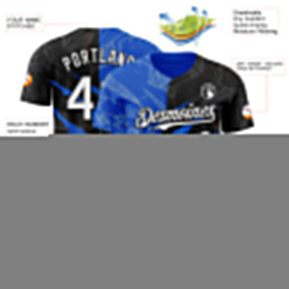 Custom Graffiti Pattern White Black-Thunder Blue 3D Scratch Authentic Baseball Jersey
