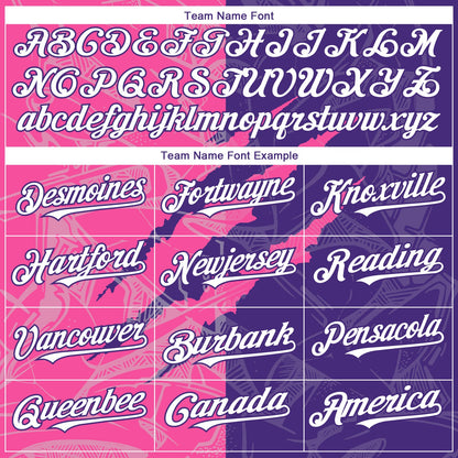 Custom Graffiti Pattern White Purple-Pink 3D Scratch Authentic Baseball Jersey
