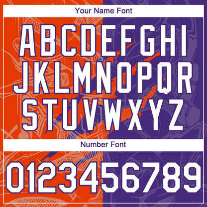 Custom Graffiti Pattern White Purple-Orange 3D Scratch Authentic Baseball Jersey