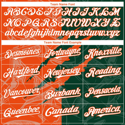 Custom Graffiti Pattern White Green-Orange 3D Scratch Authentic Baseball Jersey