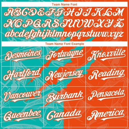 Custom Graffiti Pattern White Orange-Aqua 3D Scratch Authentic Baseball Jersey