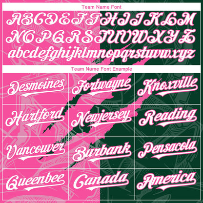 Custom Graffiti Pattern White Green-Pink 3D Scratch Authentic Baseball Jersey