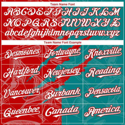 Custom Graffiti Pattern White Teal-Red 3D Scratch Authentic Baseball Jersey