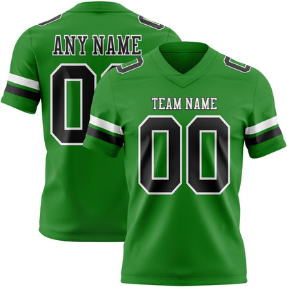 Custom Grass Green Black-White Mesh Authentic Football Jersey