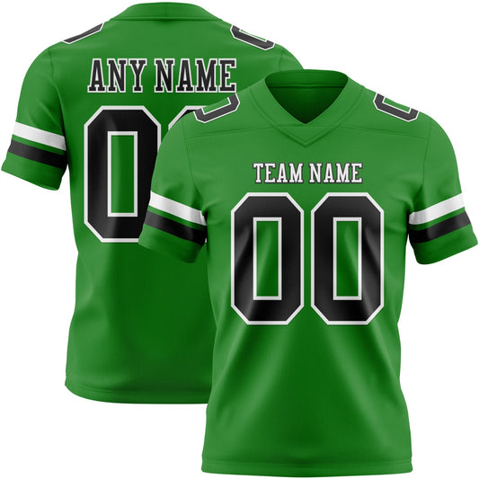 Custom Grass Green Black-White Mesh Authentic Football Jersey