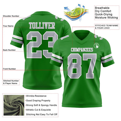 Custom Grass Green Gray-White Mesh Authentic Football Jersey