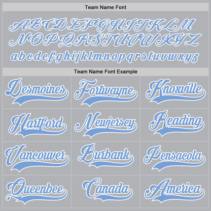 Custom Gray Light Blue-White Hockey Jersey