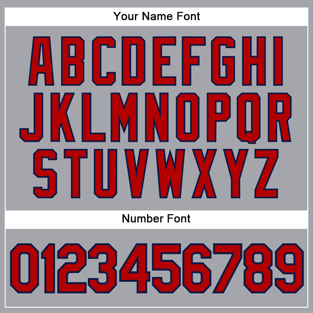 Custom Gray Red-Navy Authentic Sleeveless Baseball Jersey