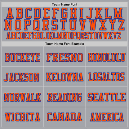 Custom Gray Royal-Orange Mesh Authentic Football Jersey