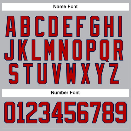 Custom Gray Red-Navy Hockey Lace Neck Jersey