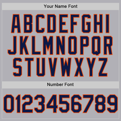 Custom Gray Navy-Orange Mesh Authentic Throwback Baseball Jersey