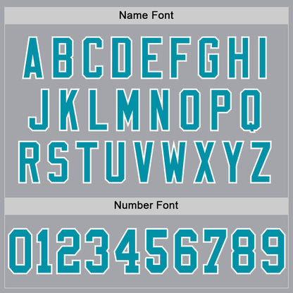 Custom Gray Teal-White Mesh Authentic Throwback Football Jersey