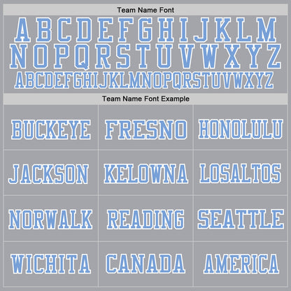 Custom Gray Light Blue-White Mesh Authentic Throwback Football Jersey