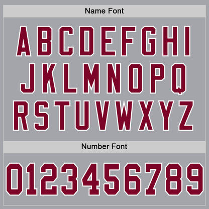 Custom Gray Maroon-White Mesh Authentic Throwback Football Jersey