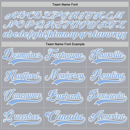 Custom Gray Light Blue-White Hockey Lace Neck Jersey