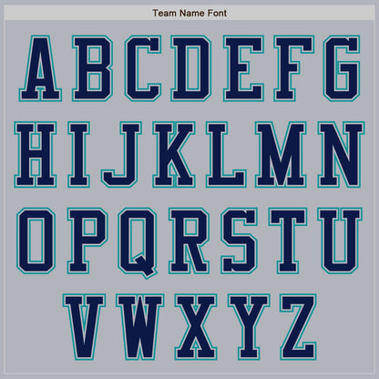Custom Gray Navy-Teal Authentic Baseball Jersey