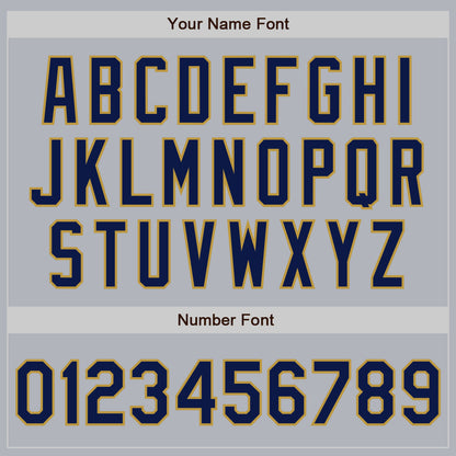 Custom Gray Navy-Old Gold Authentic Baseball Jersey