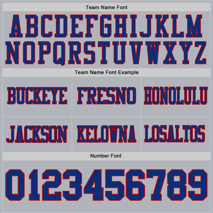Custom Gray Royal-Red Mesh Authentic Football Jersey